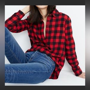 Madewell Flannel Buffalo Check Button Front Top